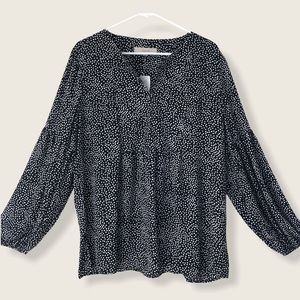 LOFT Long Sleeve Polka-Dot Blouse